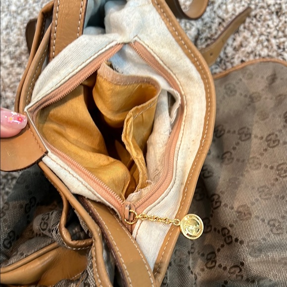 Gucci Tan and Brown Crossbody Bag Vintage Gold Well-Loved Needs Help - Picture 11 of 12